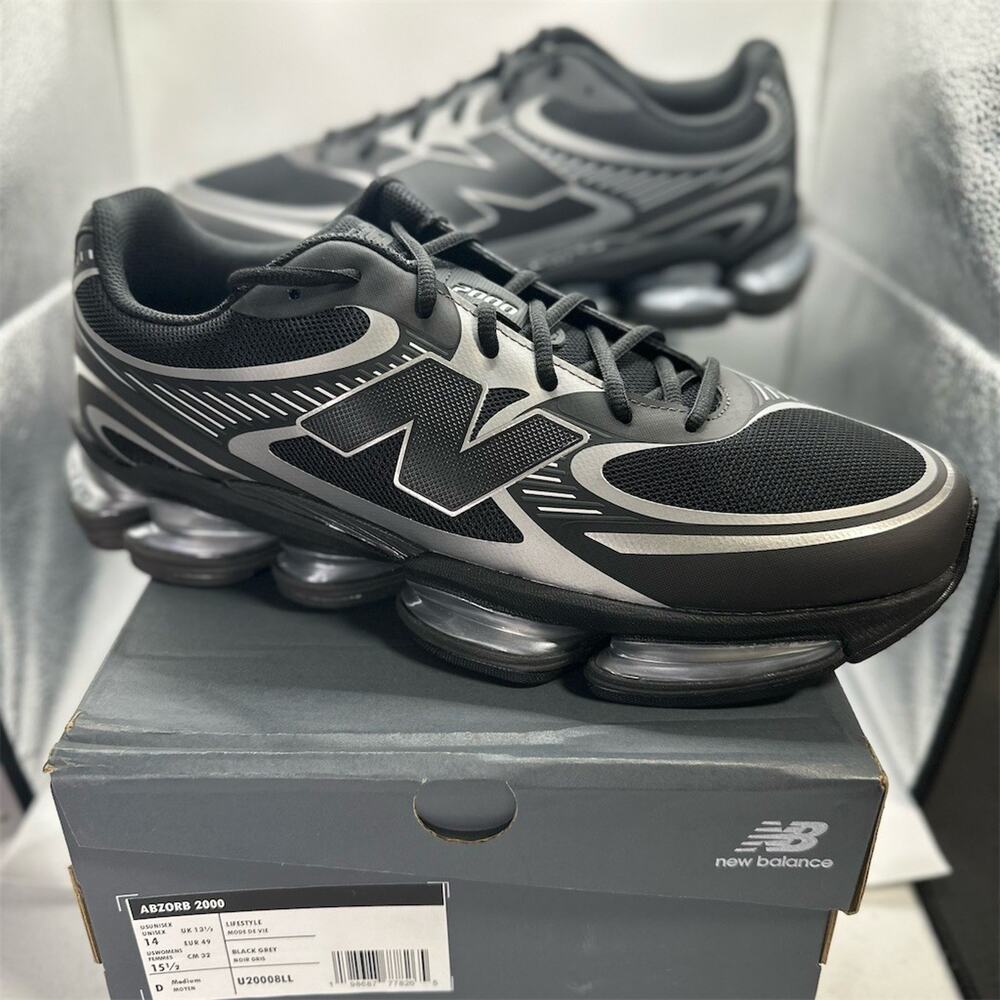 New Balance ABZORB 2000 Black Grey Sneakers U20008LL | Mens Size 14 US | New